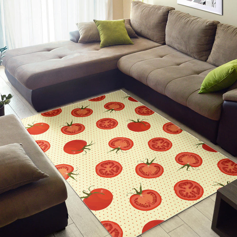 Tomato Dot Background Area Rug