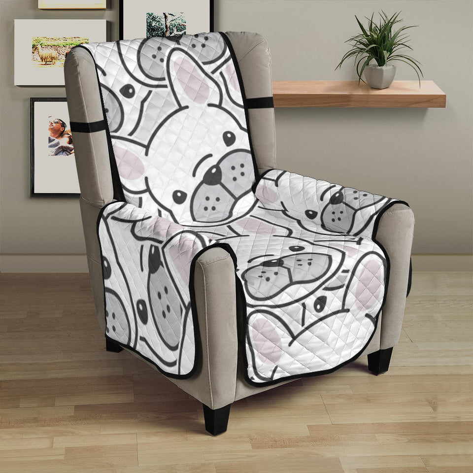 Cute french bulldog head pattern Chair Cover Protector