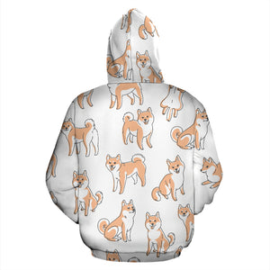 Shiba Inu Dog Pattern Zip Up Hoodie