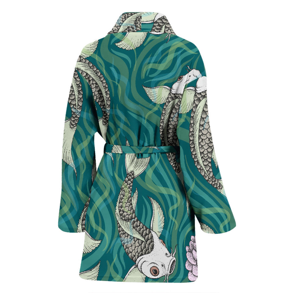 Koi Fish Carp Fish Lotus Pattern Women'S Bathrobe