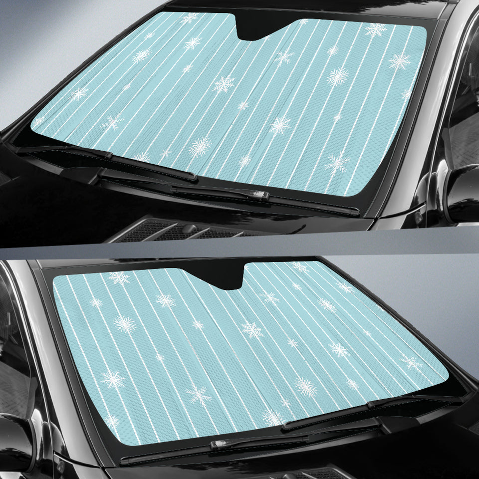 Snowflake Pattern Blue Stripe Background Car Sun Shade