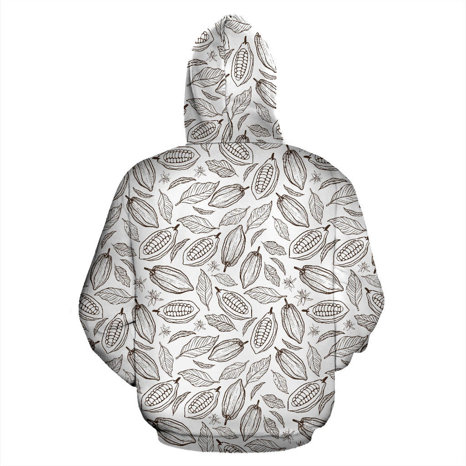 Cocoa Beans Leaves Pattern Men Women Pullover Hoodie