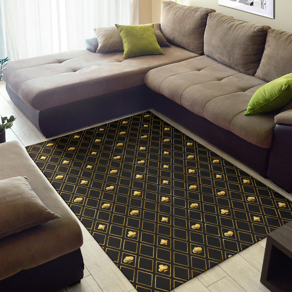 Casino Cards Suits Pattern Print Design 01 Area Rug
