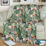 Toucan Tropical Green Jungle Palm Pattern Premium Blanket