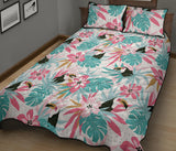 Toucan tropical flower leave pattern Quilt Bed Set