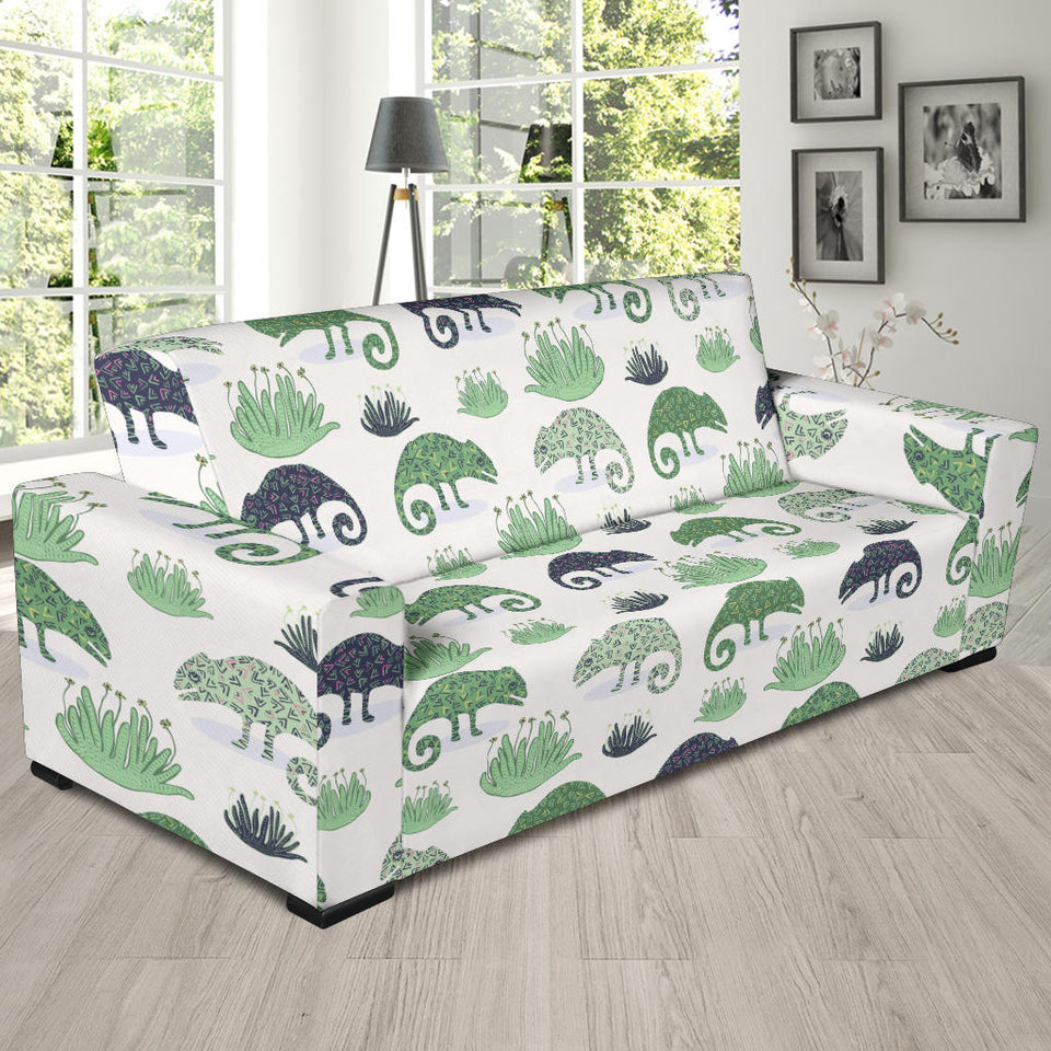 Chameleon Lizard Succulent Plant Pattern Sofa Slipcover
