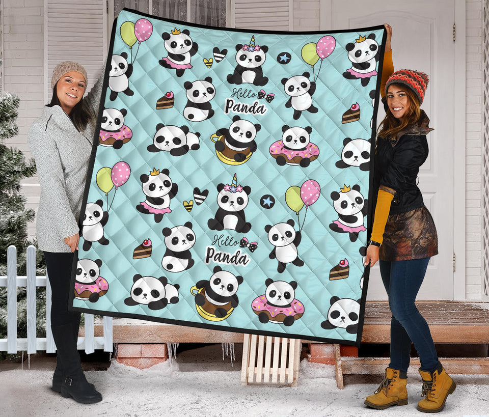 Cute Baby Panda Pattern Premium Quilt