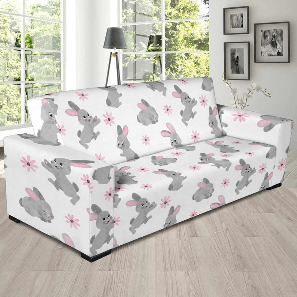 Watercolor Cute Rabbit Pattern Sofa Slipcover