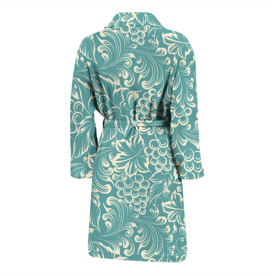 Classic Hand Drawn Grape Pattern Men'S Bathrobe