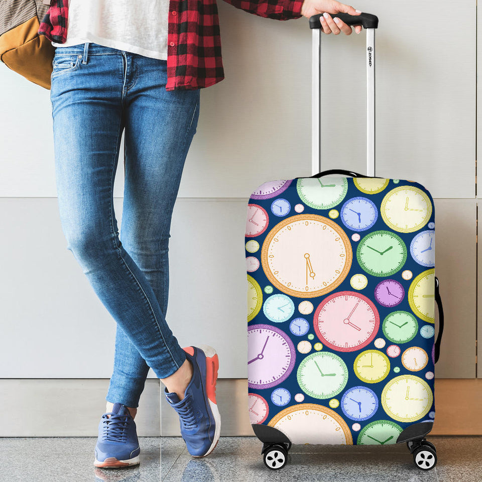 Colorful Clock Background Luggage Covers