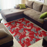 Zebra Abstract Red Background Area Rug