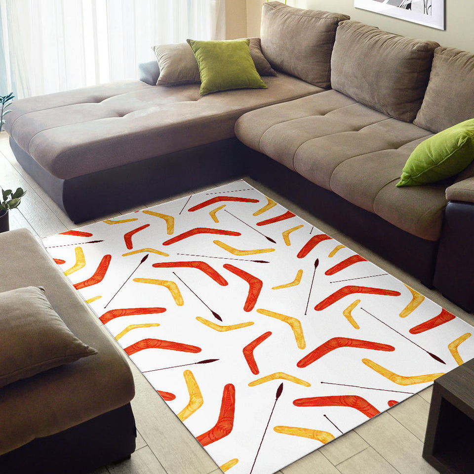 Waterclor Boomerang Australian Aboriginal Ornament Area Rug