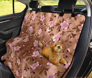 Pink Sakura Cherry Blossom Drak Brown Background Dog Car Seat Covers