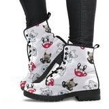 French Bulldog Cup Paw Pattern Leather Boots
