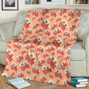 Camper Van Pattern Print Design 03 Premium Blanket