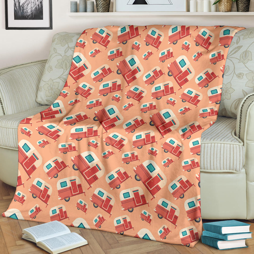 Camper Van Pattern Print Design 03 Premium Blanket