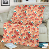 Camper Van Pattern Print Design 03 Premium Blanket