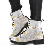 Beautiful Gold Japanese Pattern Leather Boots