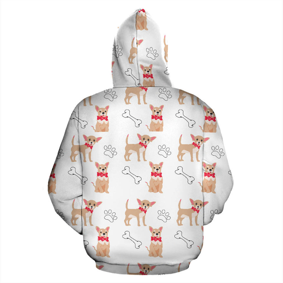 Chihuahua Bone Paw Pattern Men Women Pullover Hoodie