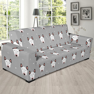 Bull Terrier Pattern Print Design 05 Sofa Slipcover