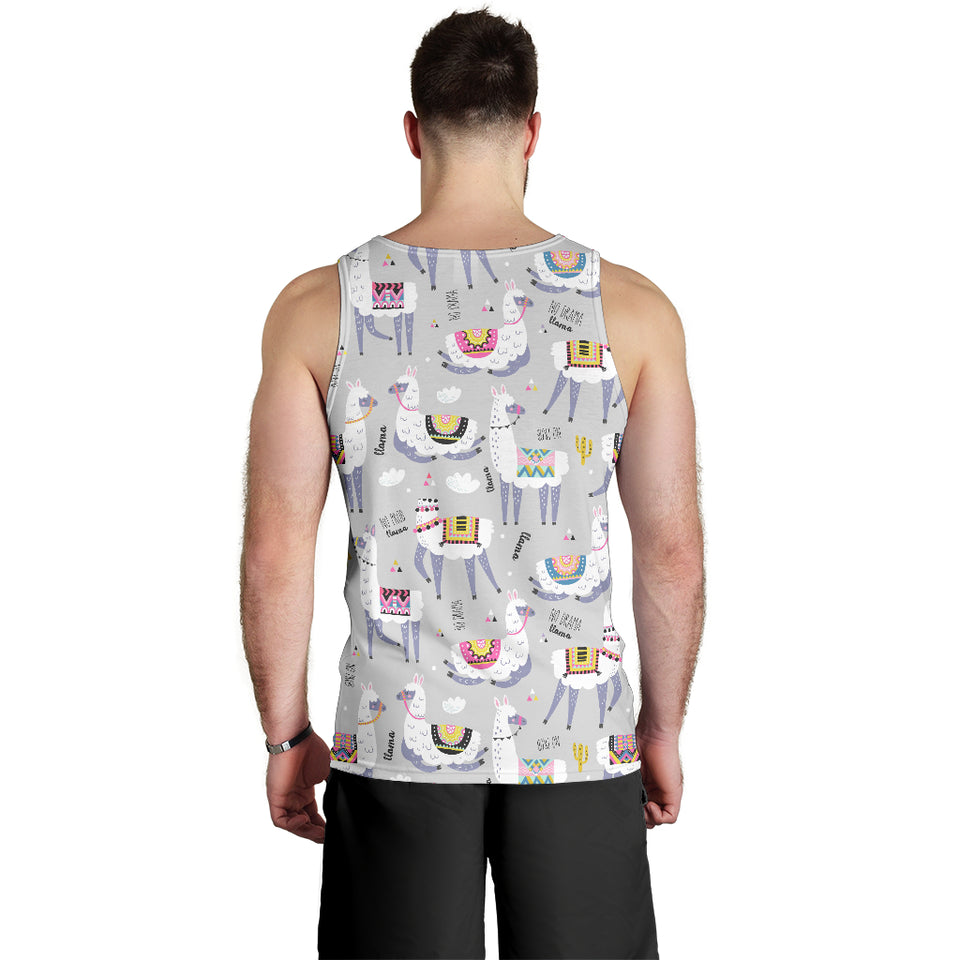 Cute Llama Alpaca pattern Men Tank Top