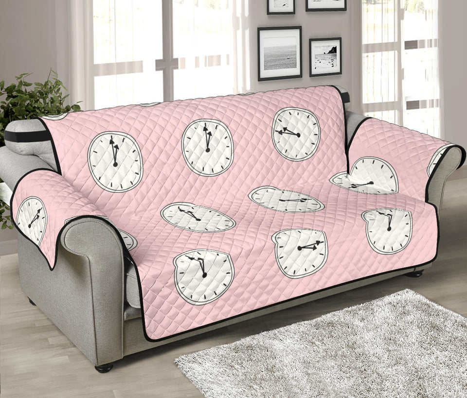 Clock pattern pink blackground Sofa Cover Protector