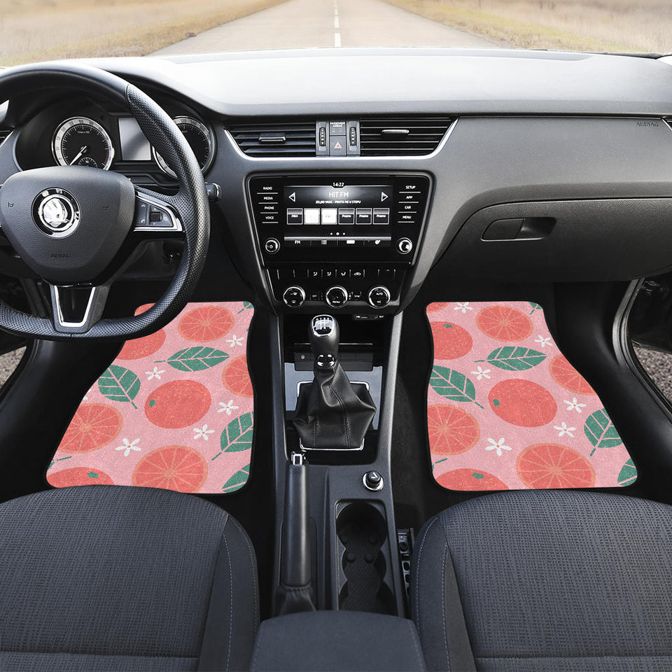 Grapefruit Leaves Flower Pink Background Front And Back Car Mats