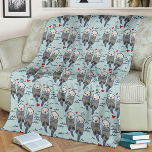 Lovely Sea Otter Pattern Premium Blanket