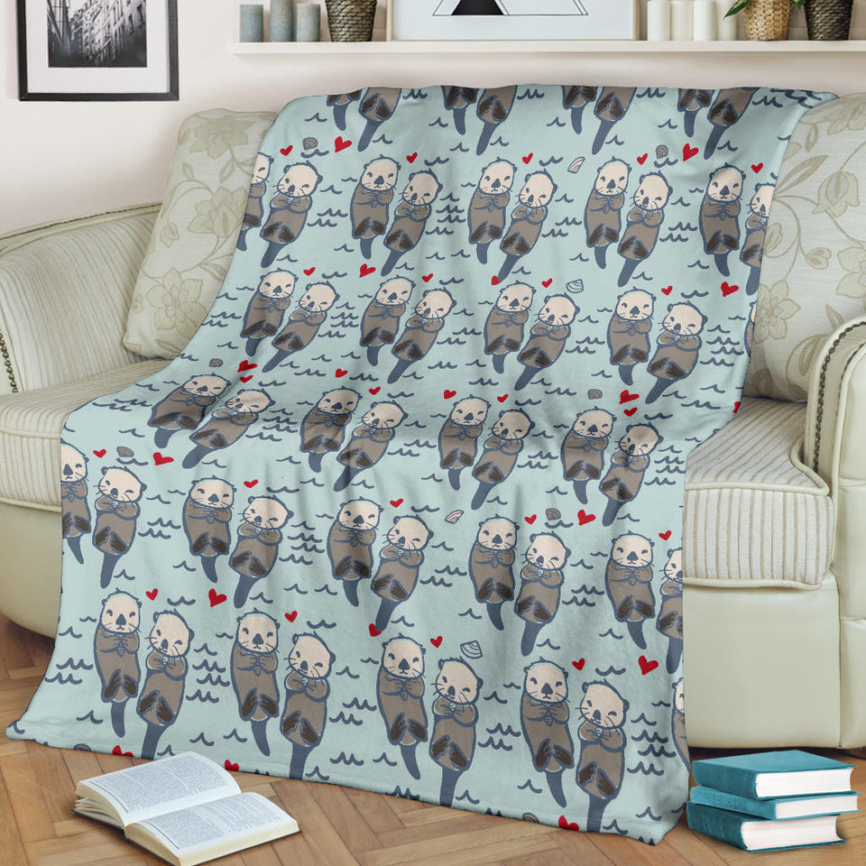 Lovely Sea Otter Pattern Premium Blanket