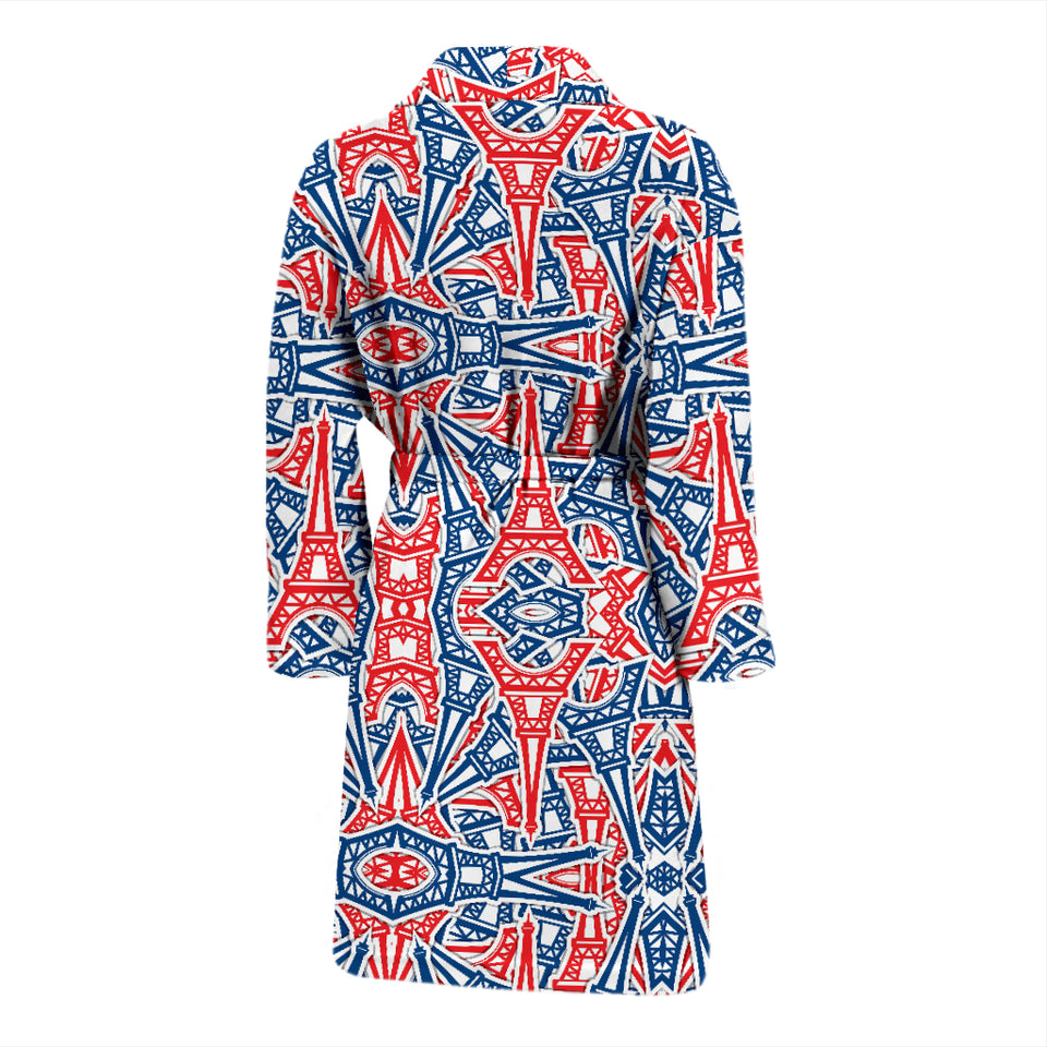 Eiffel Tower Pattern Print Design 02 Men's Bathrobe