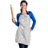 Cartoon Hand Drawn Ice Cream Black White Adjustable Apron