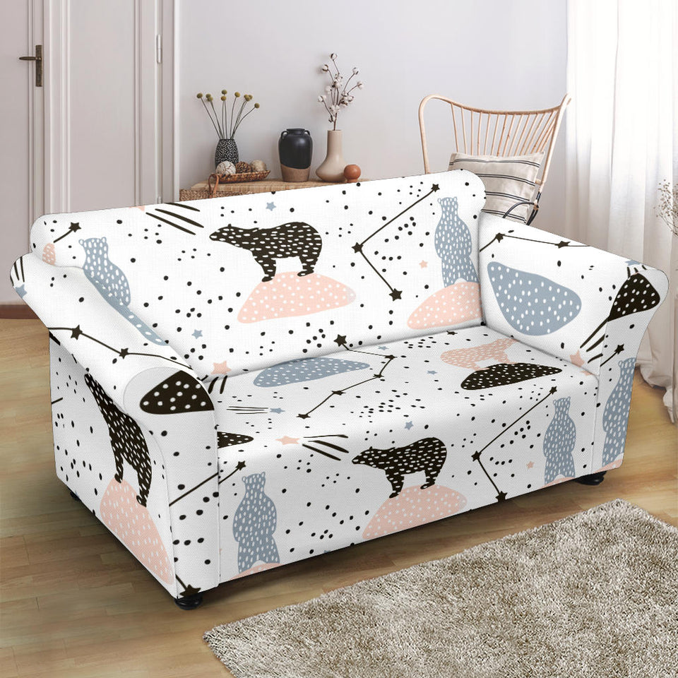 Polar Bears Star Poka Dot Pattern Loveseat Couch Slipcover