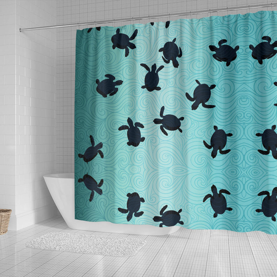 Sea Turtle With Blue Ocean Backgroud Shower Curtain Fulfilled In US