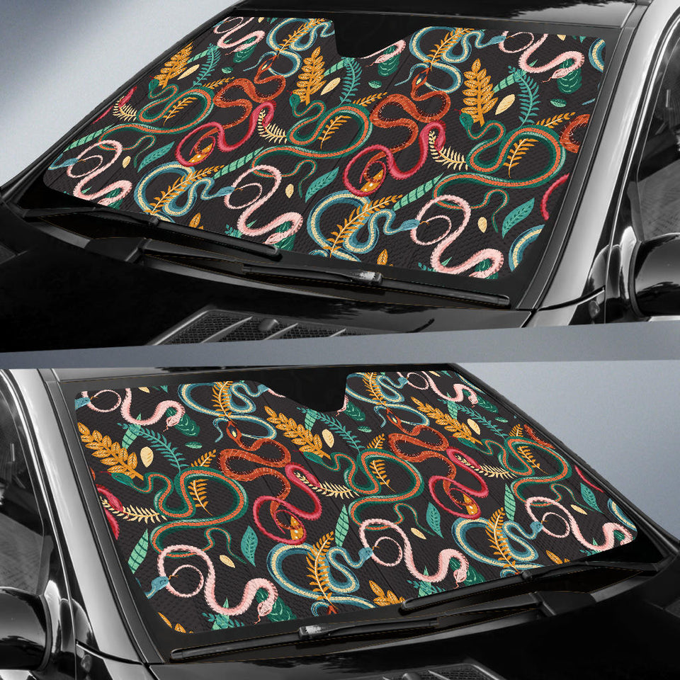 Colorful Snake Plant Pattern Car Sun Shade