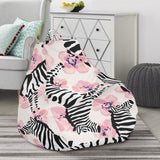 Zebra Pink Flower Background Bean Bag Cover