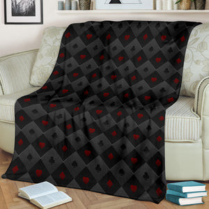 Casino Cards Suits Pattern Print Design 05 Premium Blanket