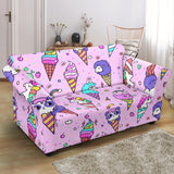 Cute Ice Cream Cone Animal Pattern Loveseat Couch Slipcover