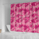 Beautiful Dragonfly Pink Background Shower Curtain Fulfilled In US