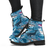 Whale Design Pattern Leather Boots