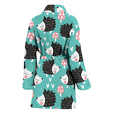 Hedgehog Pattern Print Design 03 Women's Bathrobe