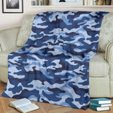 Blue Camo Camouflage Pattern Premium Blanket