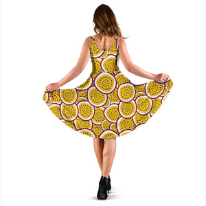 Passion Fruits Slice Pattern Sleeveless Midi Dress