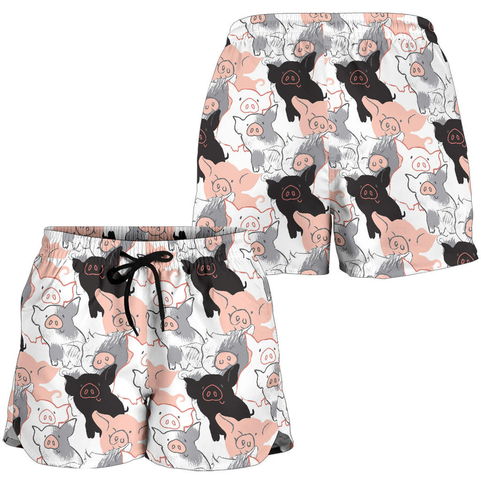 Pig Pattern Print Design 05 Women Shorts