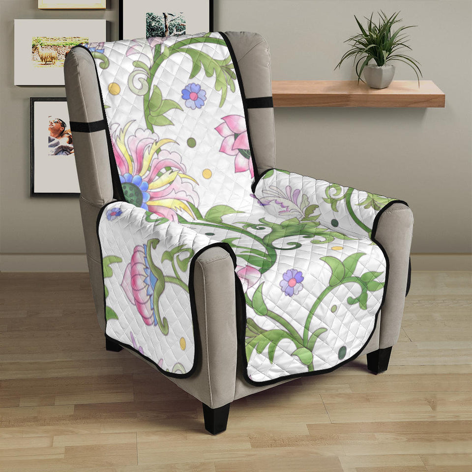 Beautiful pink lotus waterlily leaves pattern Chair Cover Protector