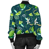 Lime Ice Flower Pattern Women'S Bomber Jacket