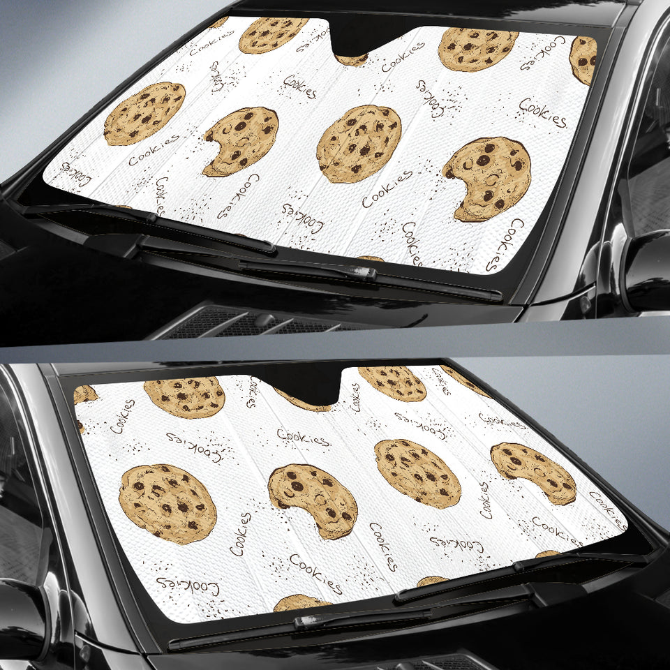 Sketch Style Cookie Pattern Car Sun Shade