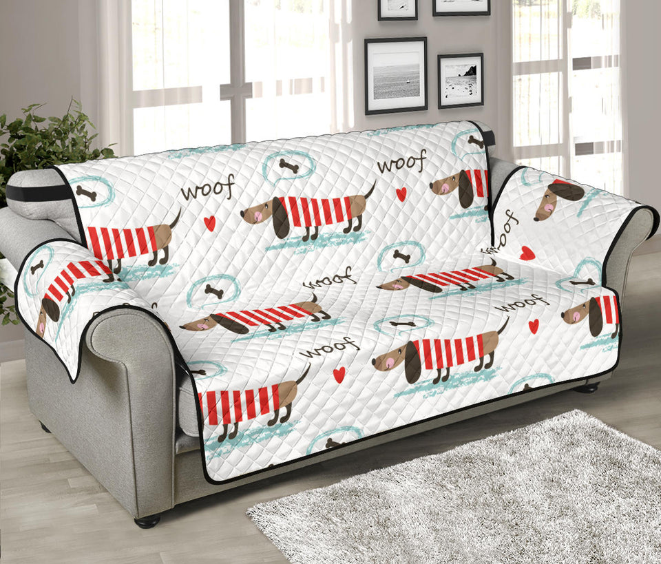 Cute dachshund bone pattern Sofa Cover Protector