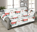 Cute dachshund bone pattern Sofa Cover Protector
