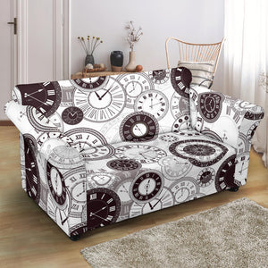 Classic Vintage Clock Pattern Loveseat Couch Slipcover