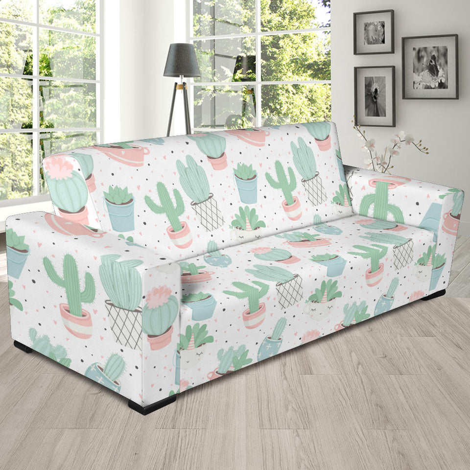 Pastel Colorcactus Pattern Copy Sofa Slipcover